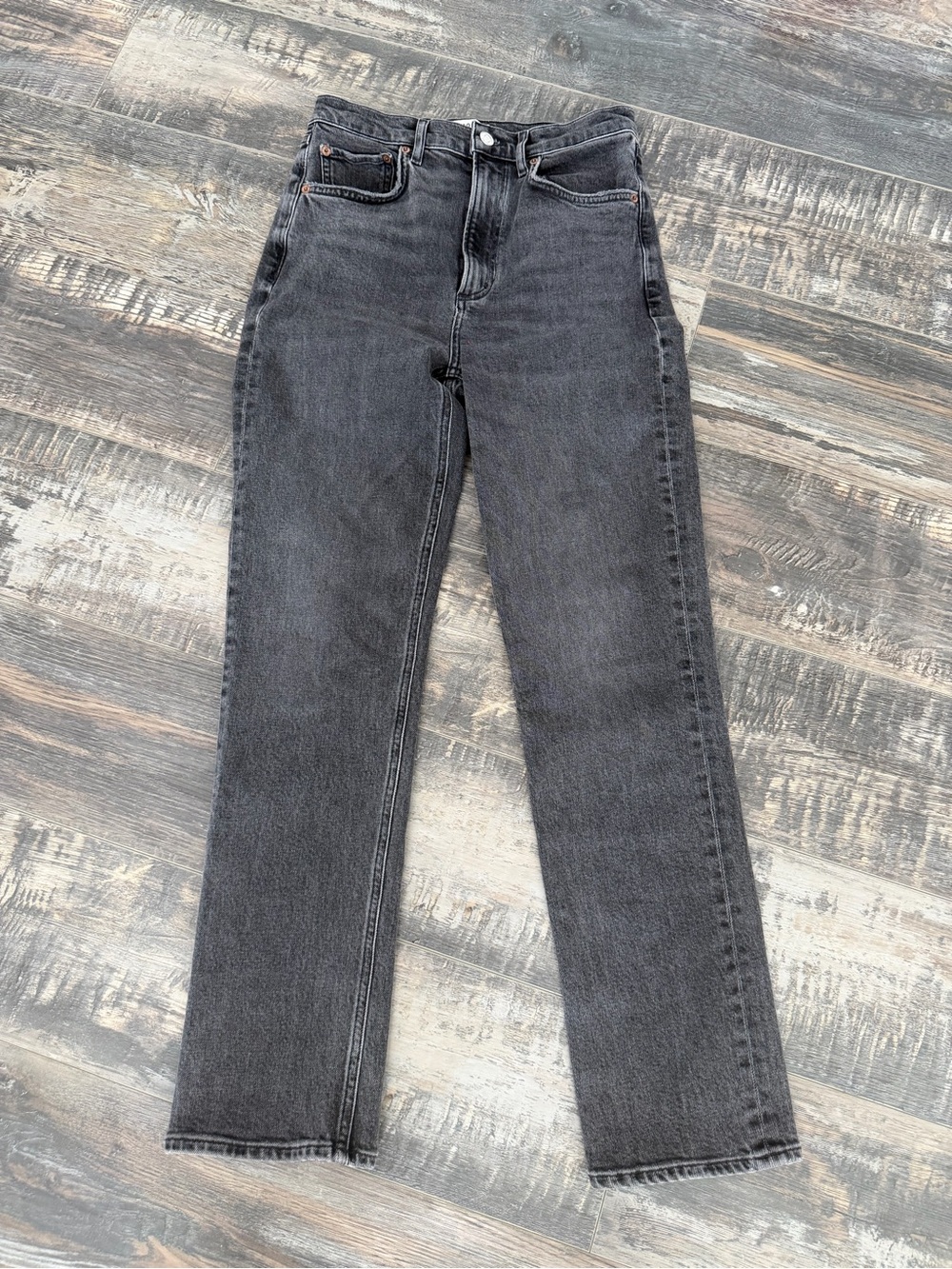 AGOLDE High-Rise Straight Leg Women's Jeans - Charcoal Gray